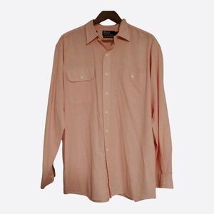 67 Polo Ralph Lauren XL Dungaree Workshirt Pink Distressed Writing -LOOK!